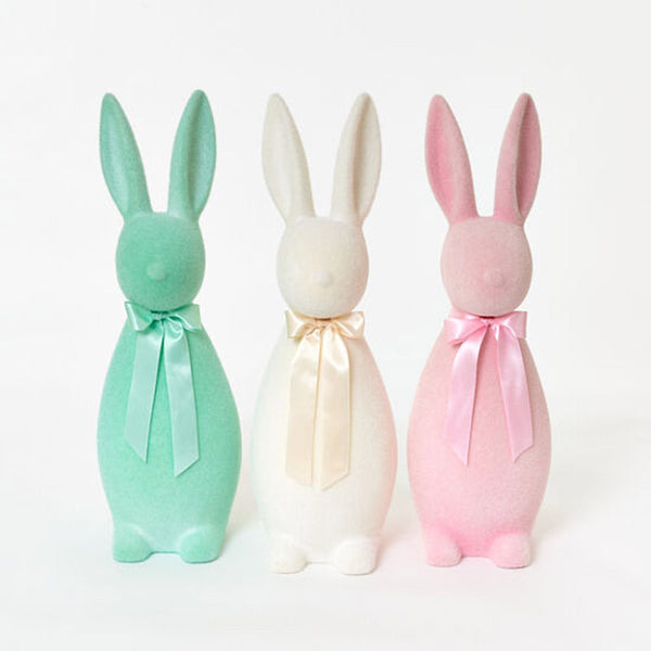 FLOCKED PASTEL BUTTON NOSE BUNNY-LG
