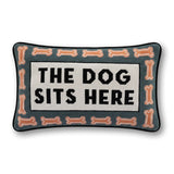 Dog Sits Here Needlepoint Pillow