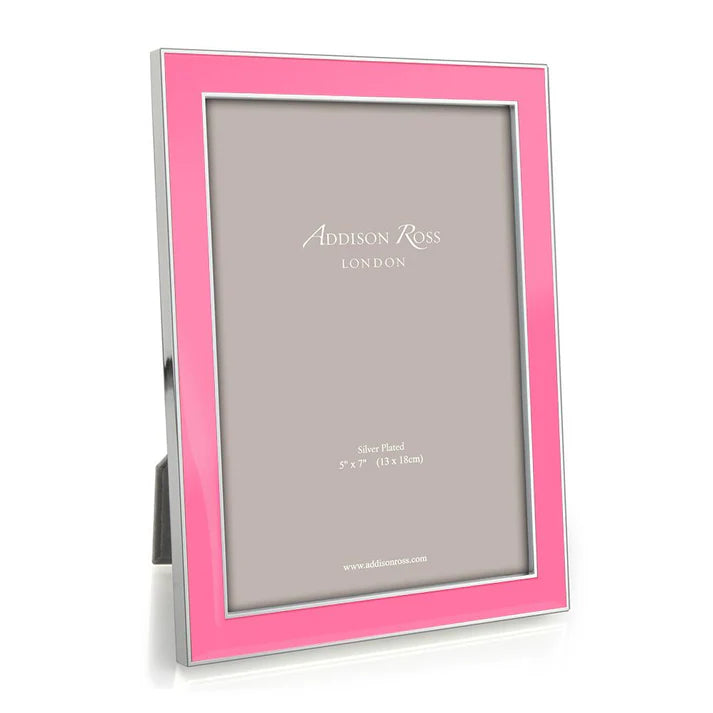 SILVER TRIM, ELECTRIC PINK ENAMEL PICTURE FRAME 4X6