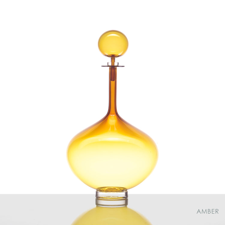 LARGE DECANTER COLLECTION - AMBER GENIE WITH SPIRE