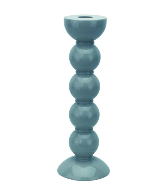 TALL CHAMBRAY BLUE BOBBIN CANDLESTICK - 24CM