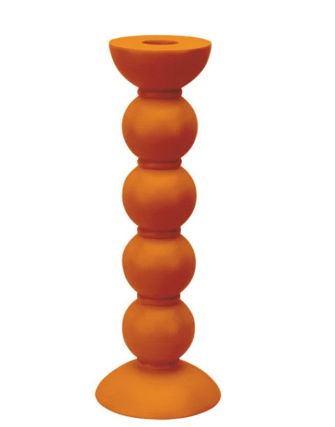 TALL ORANGE BOBBIN CANDLESTICK - 24CM