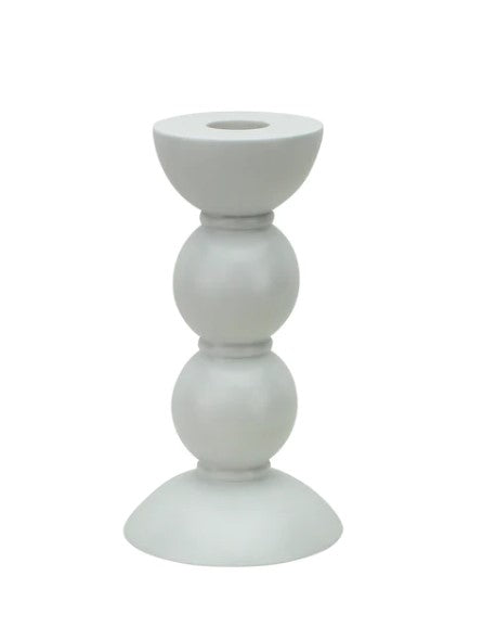 MEDIUM WHITE BOBBIN CANDLESTICK - 14CM