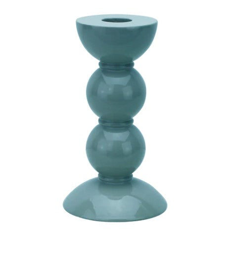 MEDIUM CHAMBRAY BLUE BOBBIN CANDLESTICK - 14CM