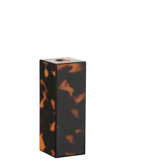 FAUX TORTOISESHELL LACQUER MEDIUM CANDLESTICK - 14CM