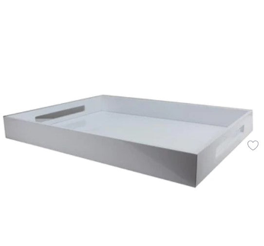 WHITE LARGE LACQUERED OTTOMAN TRAY