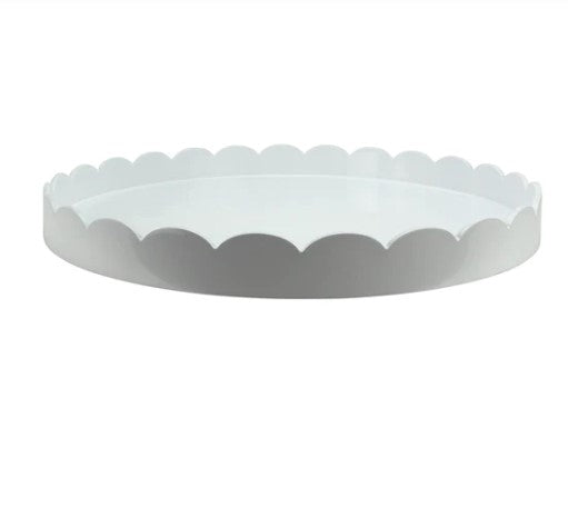 WHITE ROUND LARGE LACQUERED SCALLOP TRAY