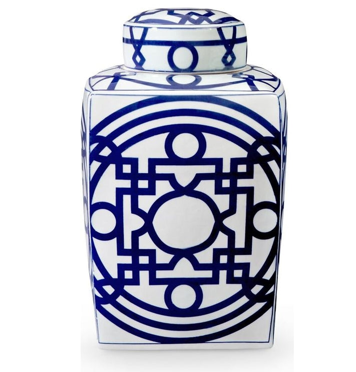 Jasper Square Jar In Blue and White