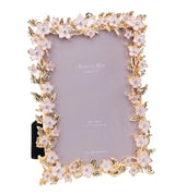 White Enamel Flower & Gold Plated Photo Frame