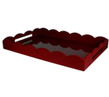 Dark Cherry Large Lacquered Scallop Ottoman Tray