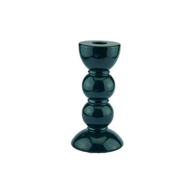 Medium Racing Green Bobbin Candlestick- 14cm