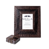 Ostrich Shin Coasters w/ Tie (s/6) - Brown
