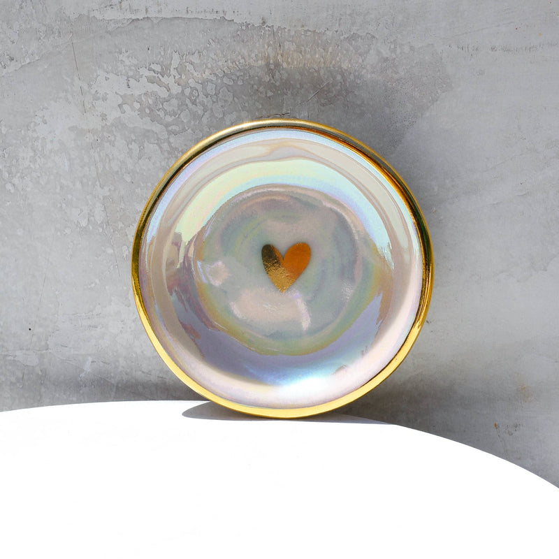 Iridescent Heart Ring Dish