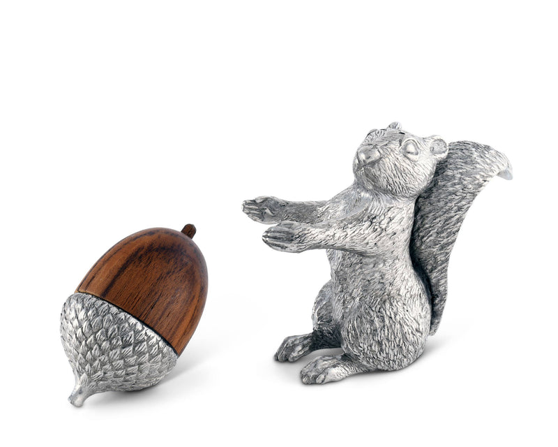 Squirrel with Wood Acorn Salt & Pepper Set