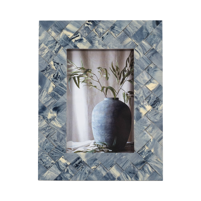 Resin Woven Memories Photo Frame - Blue/Ivory, 4x6 in.