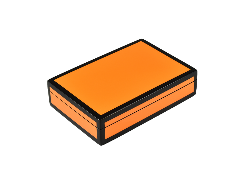 Orange with Black Trim Playing Card Decorative Box L-46FSOB