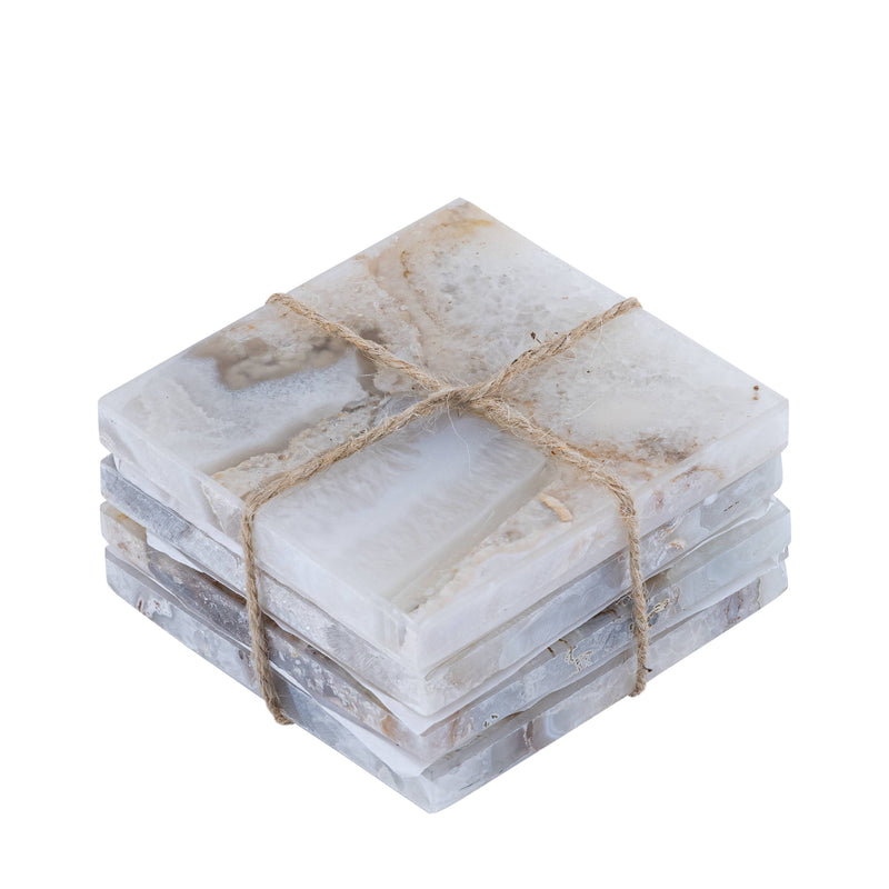Set of 4 White Agate Coasters