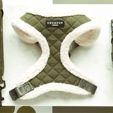 Khaki Quilted Adjustable Neck Harness: L
