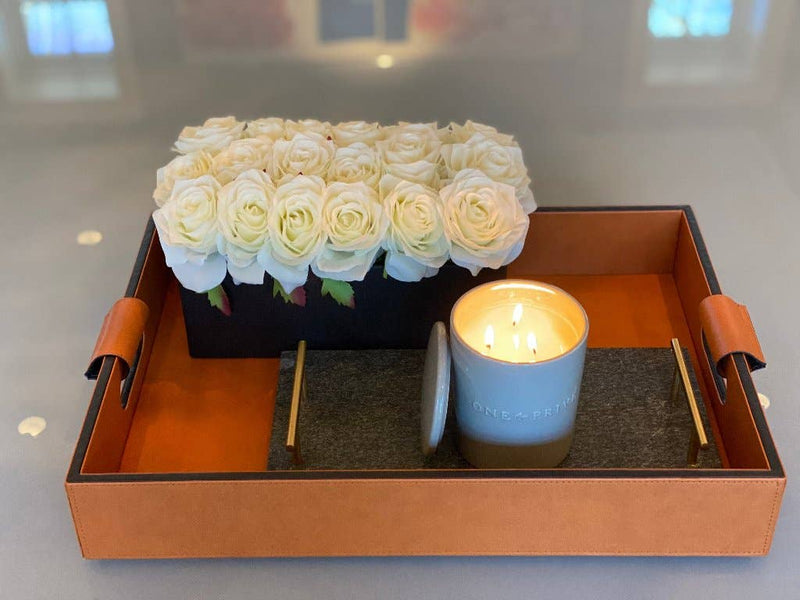 Cooper Saddle Hand-Stitched Premium Leather | Serving Tray | 20" x 14" x 3.15" | One Preevay