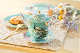 Peacock Lotus Garden Green Fine Porcelain Tea For One Set