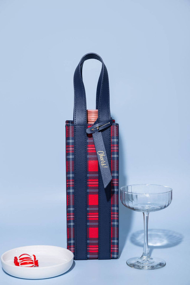 Wine Tote, Angie Plaid