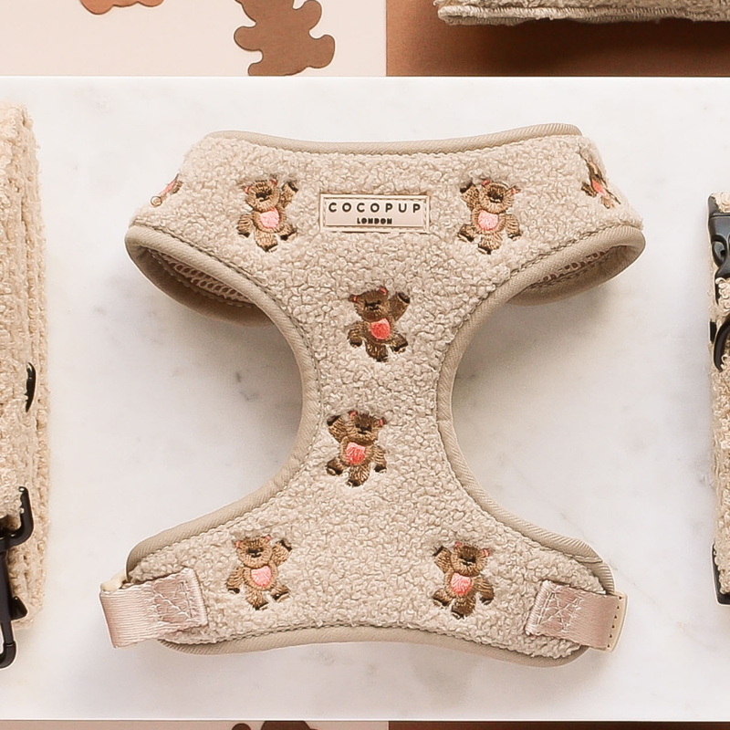 Theo Embroidered Teddy Adjustable Neck Harness: M