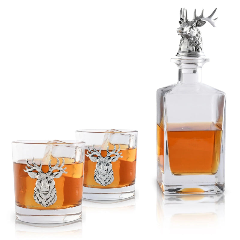 ELK BUST DECANTER SET/BAR COLLECTION/JIMMY DELAURENTIS HOME