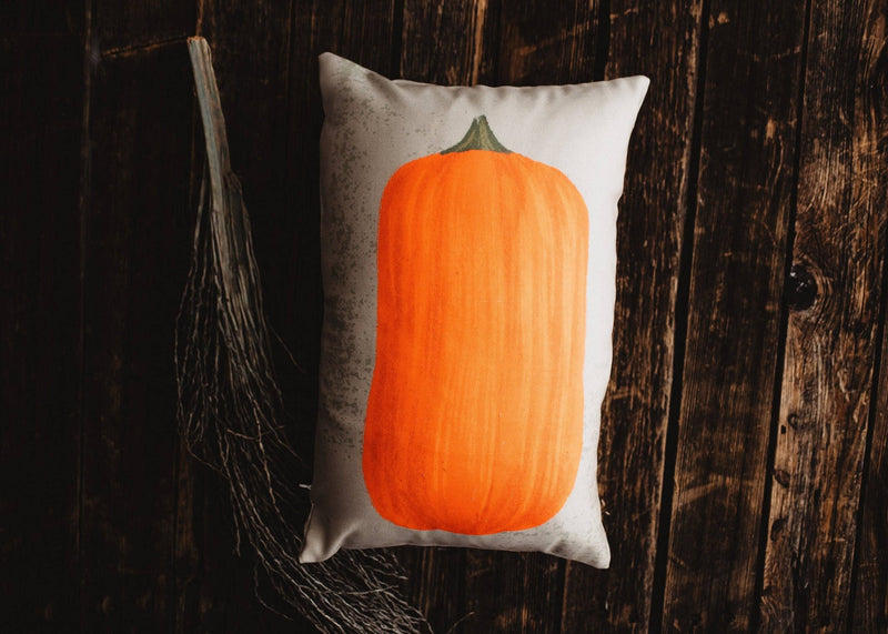 Primitive Upright Fall Pumpkin Lumbar Pillow Cover | 12x18 Thanksgiving Décor | Fall Decor | Room Decor | Decorative Pillows | Gift for her: Cover / Upright Pumpkin
