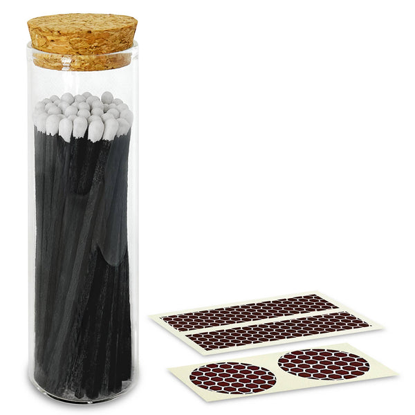 4" Matches in Chic Cork Top Jar - Colors of Your Choice: Tuxedo