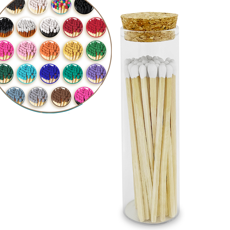 4" Matches in Chic Cork Top Jar - Colors of Your Choice: Tuxedo