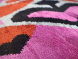Handmade Velvet Pillow 16x24 Pink Orange Ikat Design