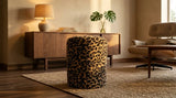Leopard Bouclé Cylinder Pouf Ottoman
