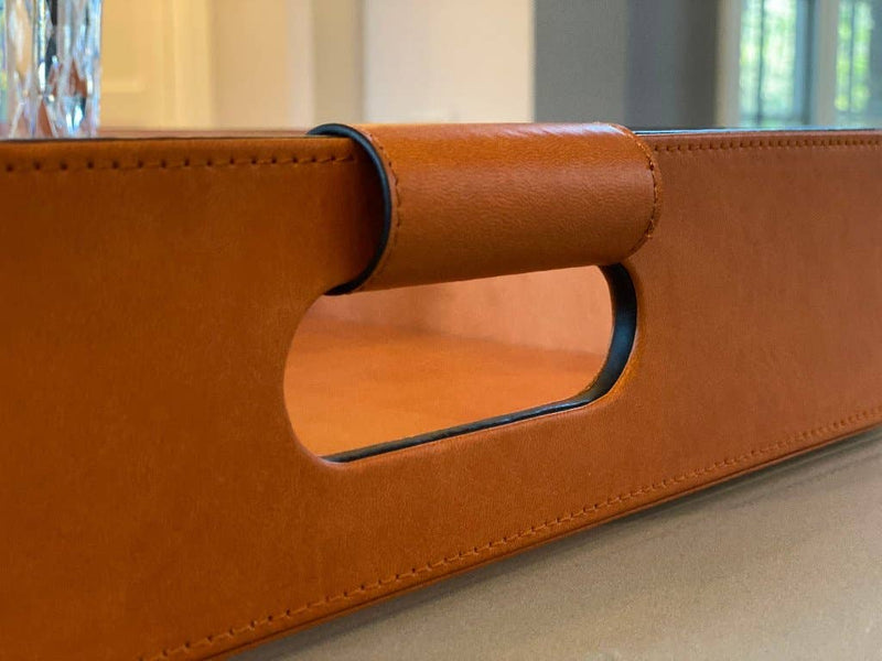 Cooper Saddle Hand-Stitched Premium Leather | Serving Tray | 20" x 14" x 3.15" | One Preevay