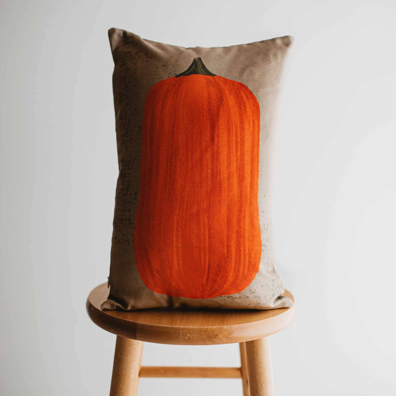 Primitive Fall Pumpkin Lumbar Pillow Cover | 18x12 Thanksgiving Décor | Fall Decor | Room Decor | Decorative Pillows | Gift for her: Leaning Pumpkin / Cover