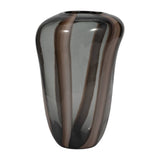 Decorative Vase - Brown Glass Large Modern Striped, 13 in.