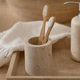 Vanity Accessories Set, Travertine Bathroom Set, 5-piece: Soap Dispenser 8oz