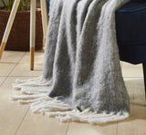 Aurora Mohair Throw, Grey Ivory