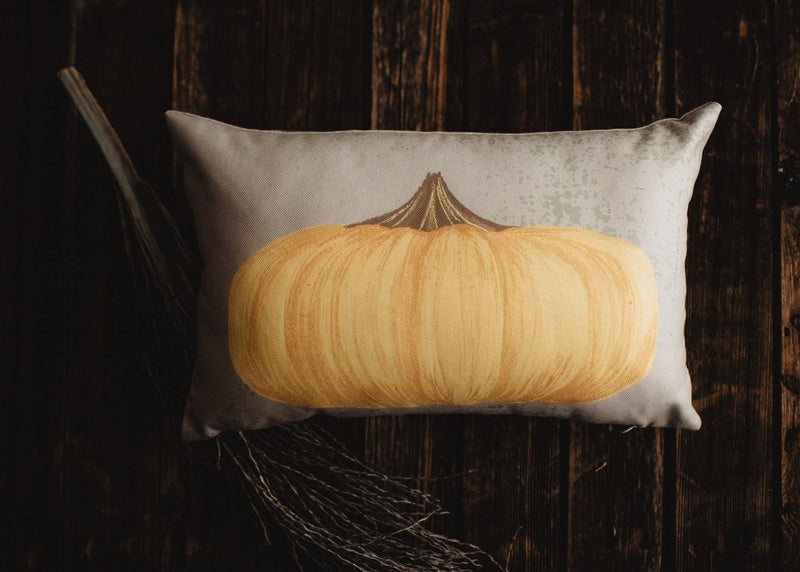 Primitive Upright Fall Pumpkin Lumbar Pillow Cover | 12x18 Thanksgiving Décor | Fall Decor | Room Decor | Decorative Pillows | Gift for her: Cover / Upright Pumpkin