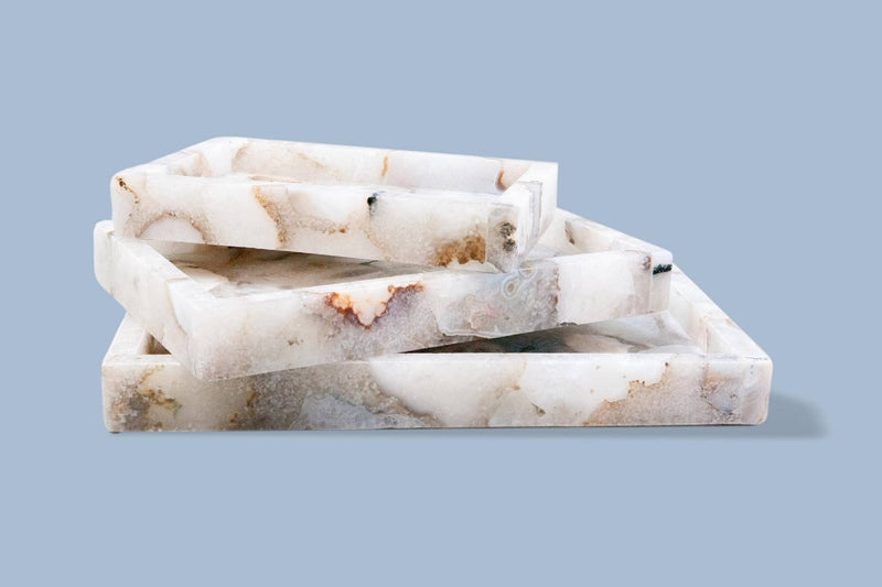 Lg. White Agate Tank Tray