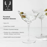Seneca™ Faceted Crystal Martini Glasses Set of 2