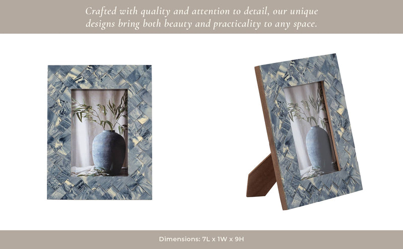 Resin Woven Memories Photo Frame - Blue/Ivory, 4x6 in.
