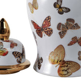 Multicolor 14x7 in. Ceramic Glam Temple Jar with Butterflies