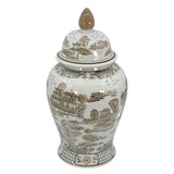 Brown & White Classic Chinoiserie Ceramic Ginger Jar 18"