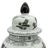 Black & White Landscape Chinoiserie Ceramic Jar 25"