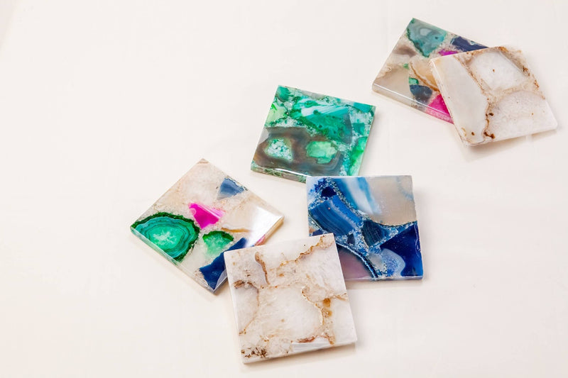 Set of 4 White Agate Coasters