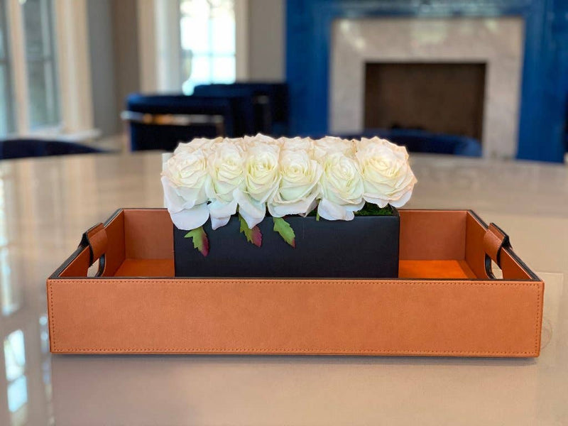 Cooper Saddle Hand-Stitched Premium Leather | Serving Tray | 20" x 14" x 3.15" | One Preevay