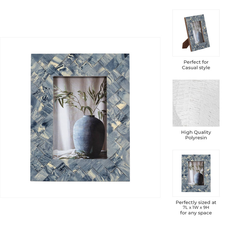 Resin Woven Memories Photo Frame - Blue/Ivory, 4x6 in.
