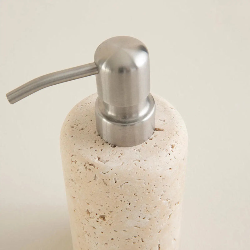 Vanity Accessories Set, Travertine Bathroom Set, 5-piece: Soap Dispenser 8oz