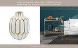 Ceramic Bud Modern Decorative Vase - White/Gold, 8 in.
