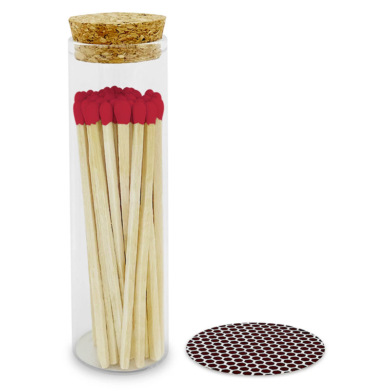 4" Matches in Chic Cork Top Jar - Colors of Your Choice: Hot Pink